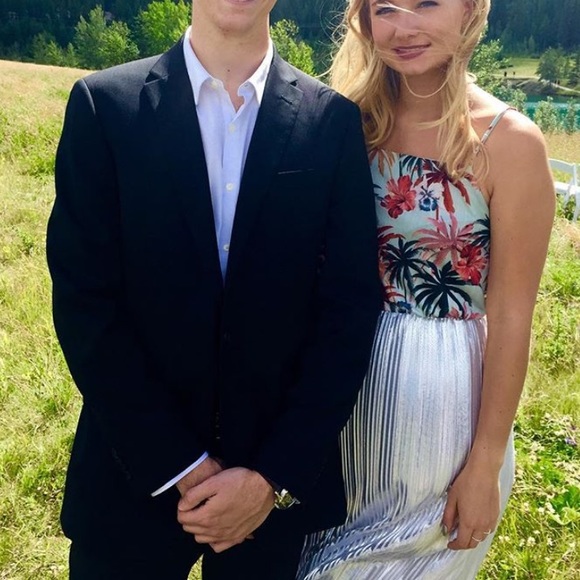 ❌SOLD❌ Floral and silver dress - Picture 1 of 5